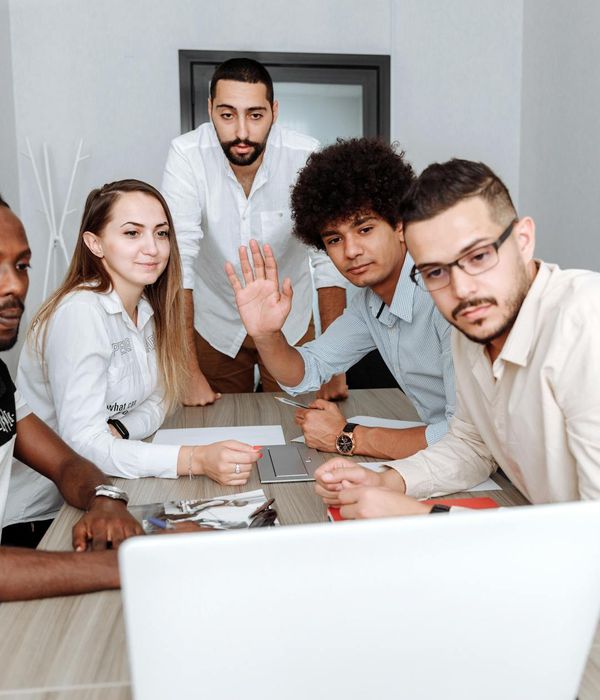 Technology startup office with innovative team working